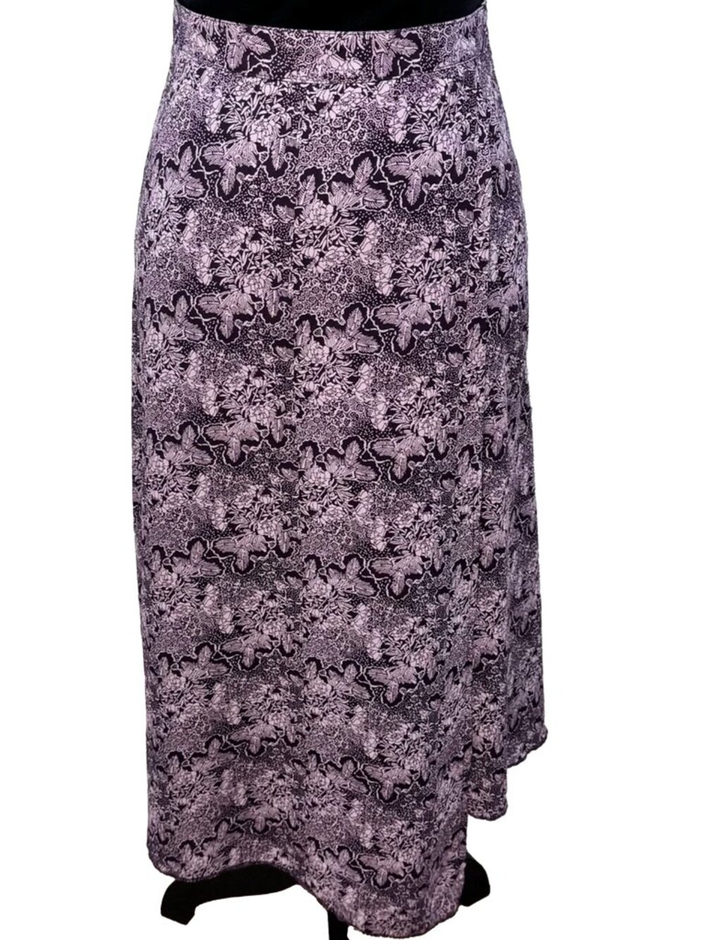 Vintage Sag Harbor Floral Maxi Skirt Size 16 Purple Black Boho Cottagecore